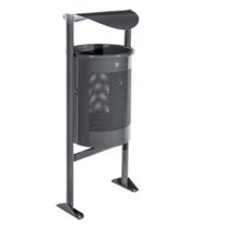 Poubelle extérieur ronde + couvercle Barcelona - Acier gris ral 7011