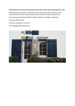 Volets battants ALU ou PVC, volets coulissants ALU, volets roulants, portes de garage PVC ou ALU | GYT
