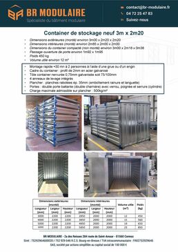Container de stockage neuf 3m x 2m20 | BR MODULAIRE