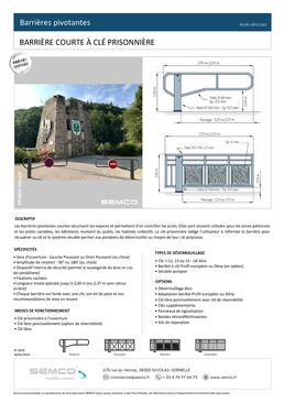 Barrière pivotante | Barrière courte à clé prisonnière en acier