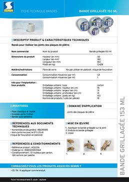 Bandes grillagées adhésives | BANDE GRILLAGÉE 153 ML