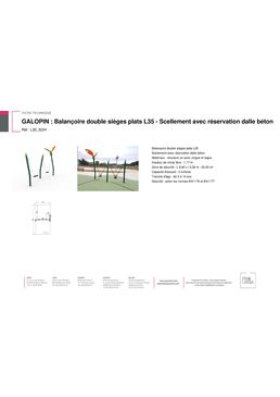 Balançoire double sièges plats L35 avec scellement dans réservation dalle béton | L35-SDH