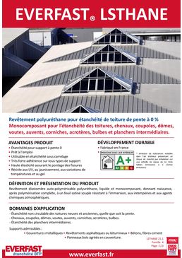 Revêtement polyuréthane pour étanchéité de toiture de pente à 0 % | EVERFAST LSTHANE