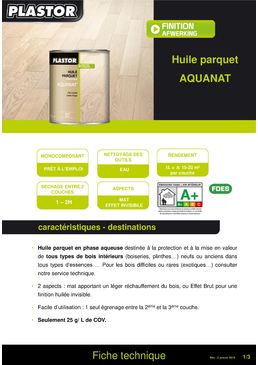 Huile parquet aspect mat ou brut pour protection des bois intérieurs | AQUANAT 