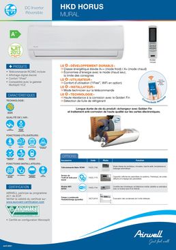 Climatiseur DC Inverter réversible confort I Feel et Wifi en option | HKD HORUS MURAL 