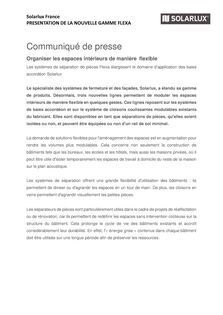 Dossier de presse FLEXA séparateur de pièce en verre
