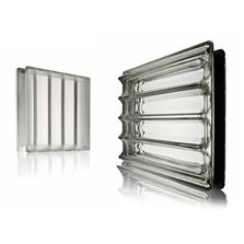 Brique de verre à relief pour réalisation de murs intérieurs et extérieurs