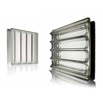 Brique de verre à relief pour réalisation de murs intérieurs et extérieurs