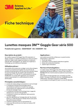 Lunette-masque de sécurité de classe optique 1 avec revêtement anti-buée | Goggle Gear 500