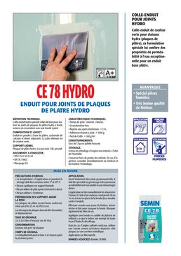 Enduit pour joints de plaques de plâtre hydro | CE 78 HYDRO
