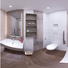 Salle de bain préfabriquée PMR en nombreuses finitions | ANOBIA | Gamme BAUDET ACCESS