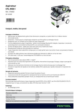 Aspirateur compact pour matières liquides et solides | CLEANTEC CTL MIDI I