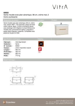 Meuble avec plan céramique pour salle de bain SENTO | 60832 