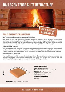 Dalle réfractaire 3x18x18 | Terres Cuites d'Occitanie