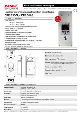 Capteur de pression encastrable et étalonnable | CPE 300