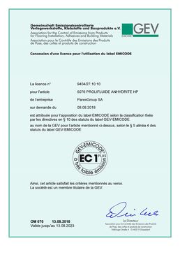 Mortier-colle pour pose de revêtement sans primaire | 5076 PROLIFLUIDE ANHYDRITE HP 