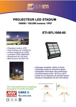 Projecteur LED 150000 lumens | STADIUM ETI-SFL 1000-60