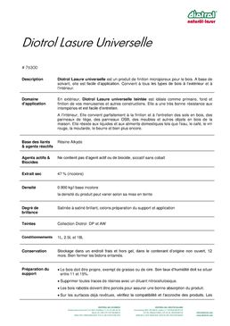 Lasure de finition microporeuse pour bois extérieur et intérieur | Diotrol Lasure Universelle