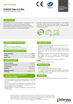 Plastifiants réducteurs d’eau | CHRYSO®Delta   
