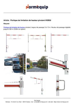 Portique de limitation de hauteur pivotant HSB50