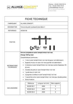 Ferrure de porte coulissante bois noir mat | Bario 2 - AC030106