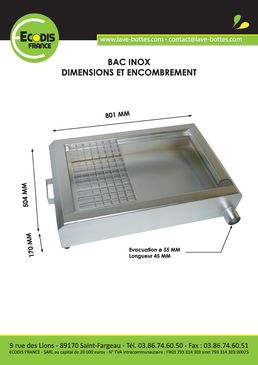 Bac Inox pour machines lave-bottes | ECODIS FRANCE