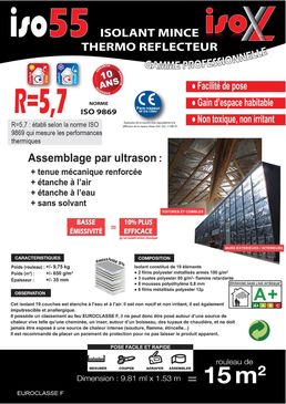 Isolant mince multicouches thermo-réflecteur | Iso 55