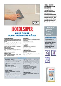 Colle enduit pour carreaux de plâtre | ISOCOL SUPER