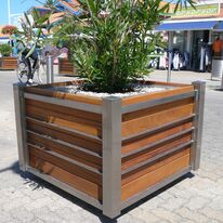Bac à fleurs urbain | Élégance Bac à fleurs Artimon en acier inoxydable et bois