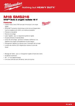 Scie à onglet radiale sans fil | M18 SMS216-0