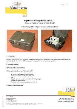 Valise d'éclairage 230 volts avec pile à combustible intégrée | Flight Case d'énergie RMS 12 PAC avec convertisseur 12-230 V