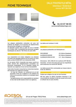 Plaque podotactile en aluminium ou acier inox brossé | DALLE PODOTACTILE MÉTAL