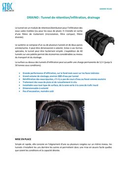 Tunnels de rétention/infiltration, drainage 