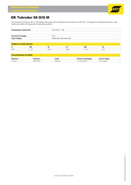 Fils fourrés rechargement | OK Tubrodur 58 O/G M