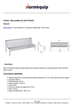 Banc public en acier Perforé