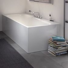 Baignoire rectangulaire d’angle à tablier fixe en acier titane vitrifié | BetteLux IV Silhouette Side