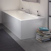 Baignoire rectangulaire d’angle à tablier fixe en acier titane vitrifié | BetteLux IV Silhouette Side