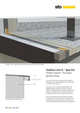 Profil linéaire en granulat Verolith pour la réalisation de bandeaux en façade | StoDéco Line K - Type KB
