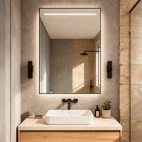 Miroirs rectangulaires et carrés LED IP 44 pour salle de bain, premium, avec ou sans cadre | HORIZON