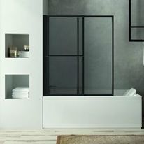 Pare baignoire verre clair 3 mm 2 volets coulissants et relevables | GAMMA SECURE