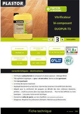 Vitrificateur polycarbonate bi-composant pour parquets et bois intérieurs | DUOPUR-T3