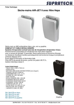 Sèche-mains AIR-JET II avec filtre Hepa | SM-ATB