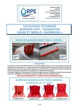 CATALOGUE TECHNIQUE BARRAGE ANTI – INONDATION RIGIDE ET MOBILE « BARM2022® » 