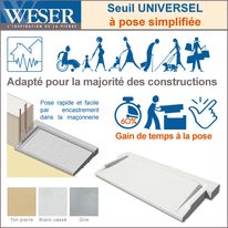 Seuil de porte UNIVERSEL PS à pose simplifiée | WESER