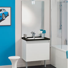 Meuble vasque salle de bain 1 grand tiroir avec miroir et applique LED | TEO 1 Tiroir 