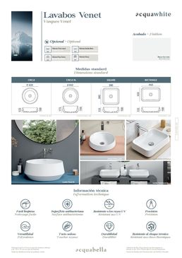 Vasques VENET pour salles de bain | CIRCLE - CIRCLE XL - RECTANGLE - SQUARE