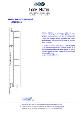 Profil peigne extrudé en aluminium 6060 T6 | LOOK BUILDING LBP2U.8816 