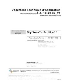Avis technique du CSTB - Styl'inov® Profil N°1