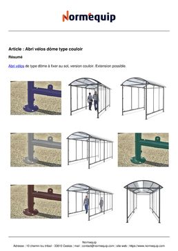 Abri vélos dôme type couloir