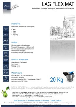 Revêtement plastique semi épais pour façades | LAGFLEX MAT